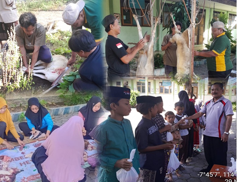 Penyembelihan hewan Qurban SD Negeri 2 Seliwung